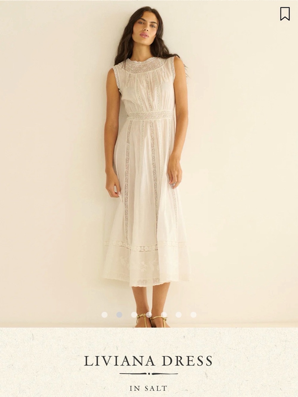 NWT Doen  Liviana Dress Salt - Elegant White Midi Dress